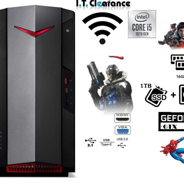 Acer Nitro N50-620 Gaming PC Core i5-10700 16GB 512 SSD+2TB SATA GTX1650 Win 11