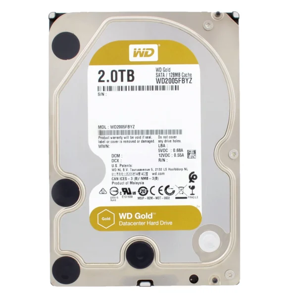 Western Digital Gold 2TB WD2005FBYZ 7200RPM 128MB SATA 3.5" Internal/Enterprise  Hard Disk