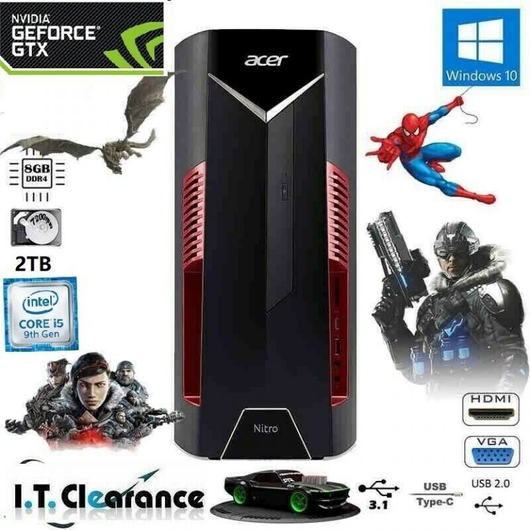 GAMING ACER NITRO N50-600 i7 -9700 3.0GHZ 16GB 512 SSD+2TB GTX1060 6GB  WIN11 - IT CLEARANCE