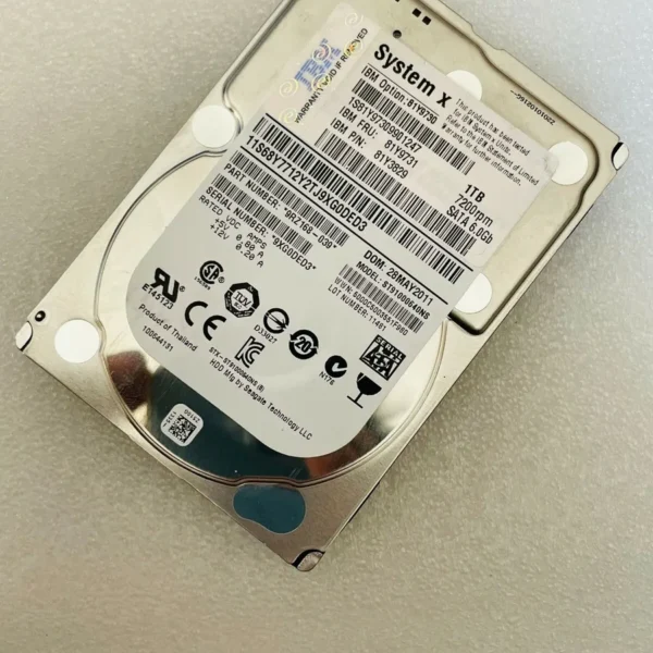 Lenovo System 1TB HDD HARD DRIVE 2.5" 81Y9730 ST91000640NS 7.2K SATA 6.0Gb