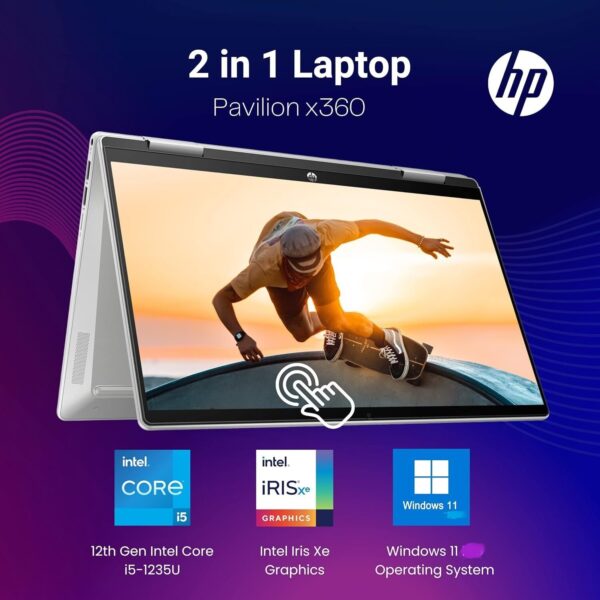 HP Pavilion x360 14-inch i5-1235U/8GB/256GB SSD 2 in 1 Laptop sliver W11 OFFICE RRP $1440