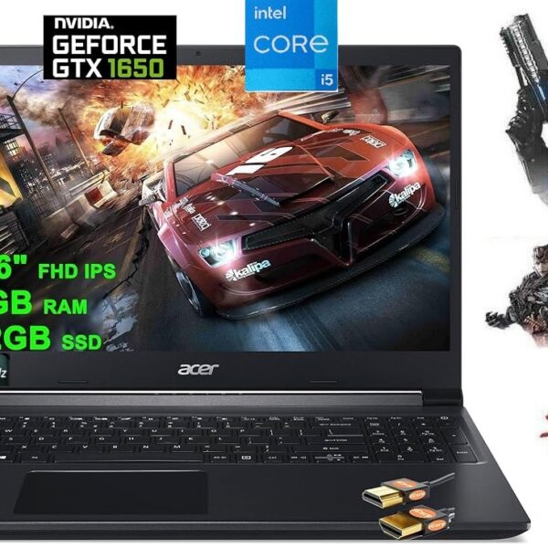 Acer Aspire 7  Laptop, Core i5-1240P 12th Gen 15.6" FHD IPS 144Hz GTX1650 4GB W11
